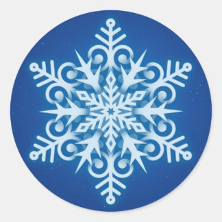 Elegant Royal Blue Snowflake Christmas Classic Round Sticker