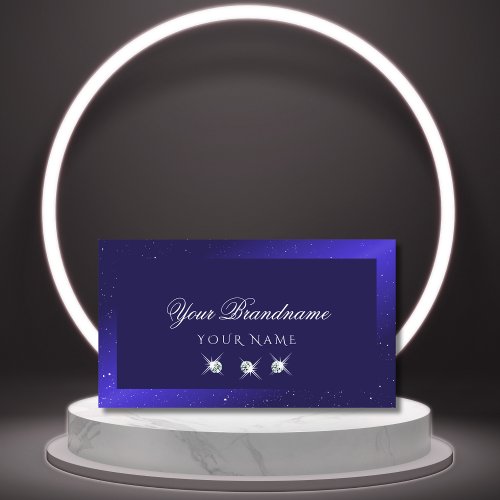 Elegant Royal Blue Sparkling Diamonds Professional Business Card
