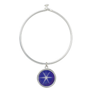 Elegant royal blue star sapphire photo bangle bracelet