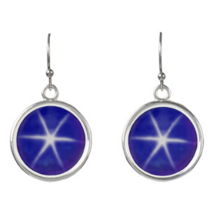 Elegant royal blue star sapphire photo earrings