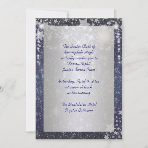 Elegant Royal Blue Starry Night Prom Invitation