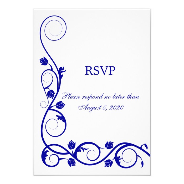 Elegant Royal Blue Swirls RSVP / Reply Card Invite