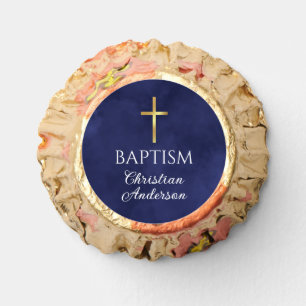 Elegant Royal Blue Watercolor Baptism Reese's Peanut Butter Cups