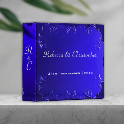 Elegant Royal Blue Wedding Album 3 Ring Binder