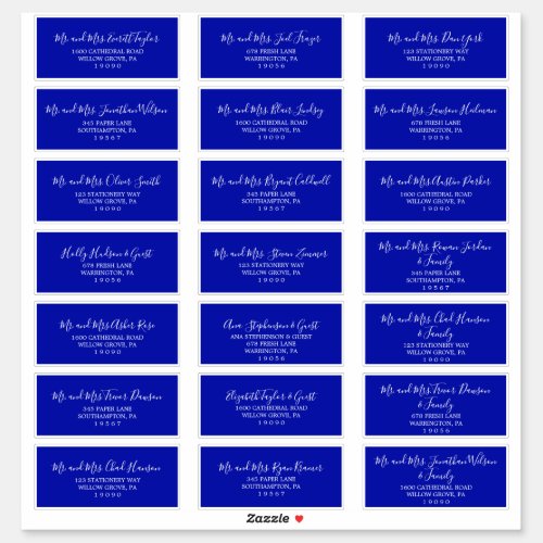 Elegant Royal Blue Wedding Guest Address Labels