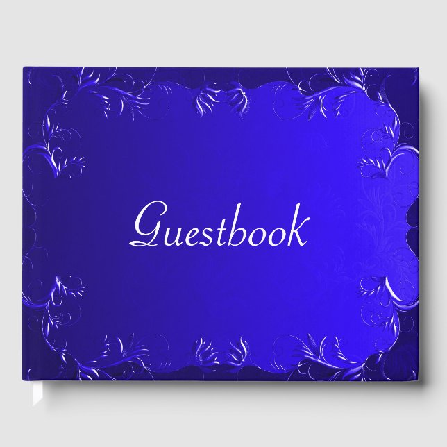 Elegant Royal Blue Wedding Guest Book (Front)