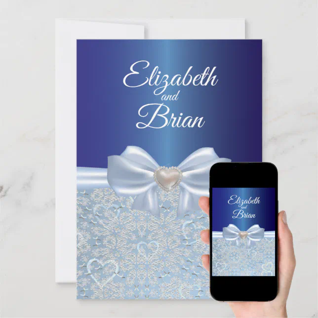 Elegant Royal Blue Wedding Invitation Zazzle