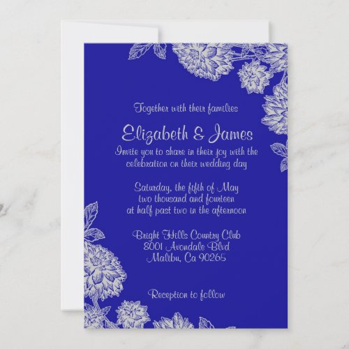 Elegant Royal Blue Wedding Invitations