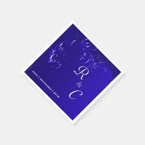 Elegant Royal Blue Wedding Reception Napkins | Zazzle