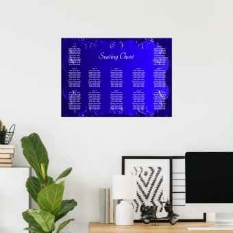Elegant Royal Blue Wedding Reception Seating Chart | Zazzle