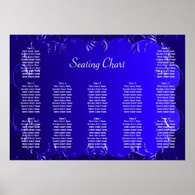 Elegant Royal Blue Wedding Reception Seating Chart