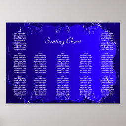 Elegant Royal Blue Wedding Reception Seating Chart | Zazzle