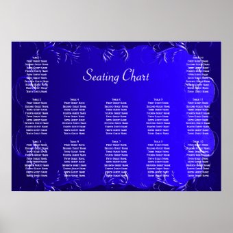 Elegant Royal Blue Wedding Reception Seating Chart | Zazzle