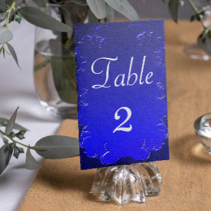 Elegant Royal Blue Wedding Reception Table Number