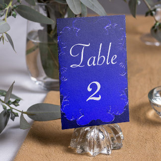 Elegant Royal Blue Wedding Reception Table Number