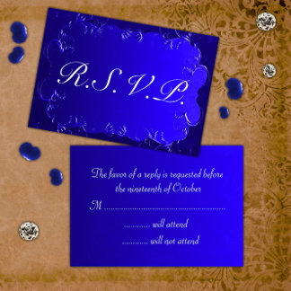 Elegant Royal Blue Wedding RSVP
