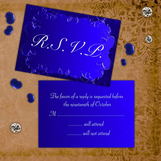 Elegant Royal Blue Wedding RSVP Card (Creator Uploaded)