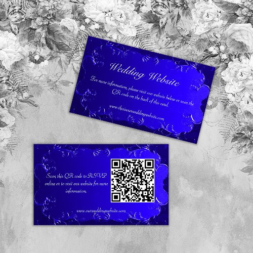 Elegant Royal Blue Wedding Website  Enclosure Card