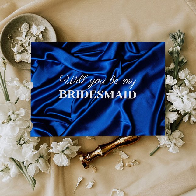 Elegant Royal Blue Will You Be My Bridesmaid Postcard (Creator Uploaded)