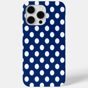Elegant Royal Blue With Big White Polka Dots iPhone 15 Pro Max Case