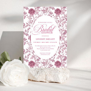 Elegant Royal Blush Rose Pattern Bridal Shower  Invitation