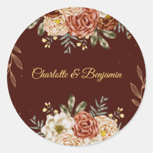 Elegant Royal Burgundy Gold Favor Sticker