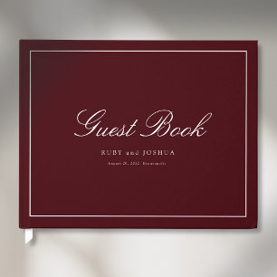Elegant Royal Burgundy Scripted Font Wedding Guest Book