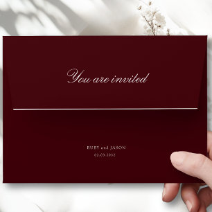 Elegant Royal Burgundy & White Wedding Envelope
