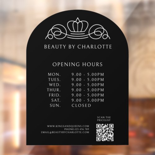 Elegant Royal Business Opening Hours  QR Code Window Cling