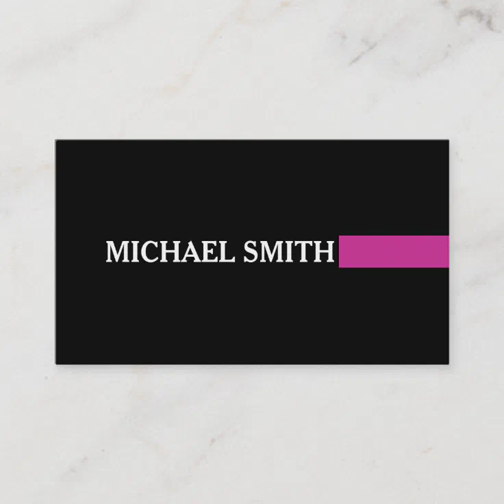 Elegant Royal Fuchsia Modern Plain Black Business Card | Zazzle