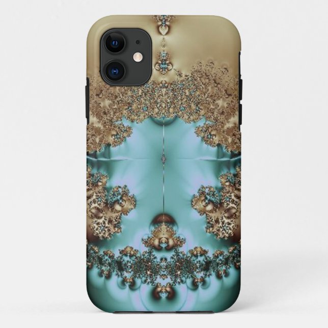 Elegant Royal Gold and Aqua Case-Mate iPhone Case (Back)