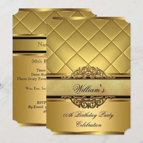 Elegant Royal Gold Birthday Party 5x7 Paper Invitation Card