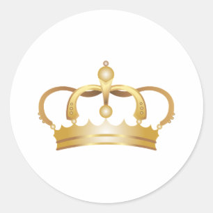 Elegant Royal Gold Crown Classic Round Sticker