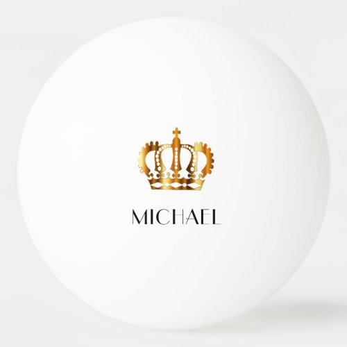 Elegant Royal Gold Crown Name  Ping Pong Ball
