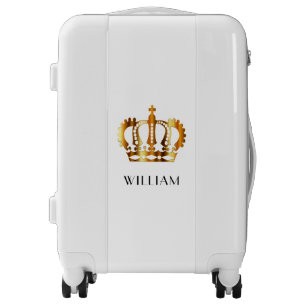 Elegant Royal Gold Crown Name White  Luggage
