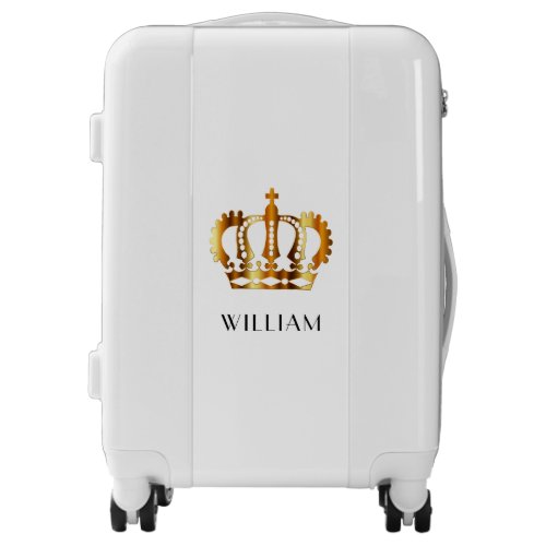 Elegant Royal Gold Crown Name White  Luggage