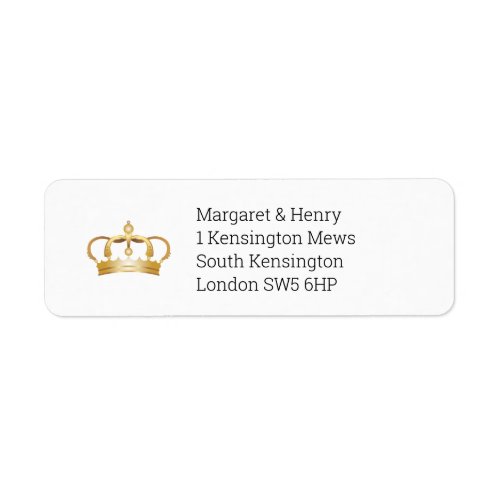 Elegant Royal Gold Crown Return Address Labels