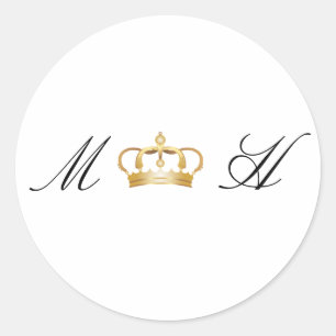 Elegant Royal Gold Crown Wedding Classic Round Sticker