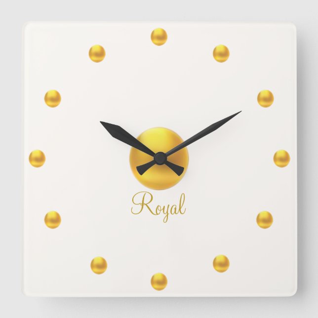 Elegant Royal Golden Square Wall Clock (Front)