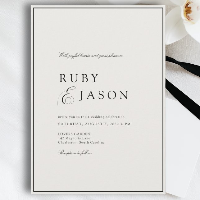Elegant Royal Ivory & Black  Wedding Invitation (Elegant Royal Ivory & Black Wedding Invitation)