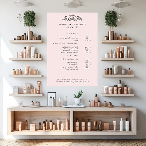 Elegant royal lightpink price list poster