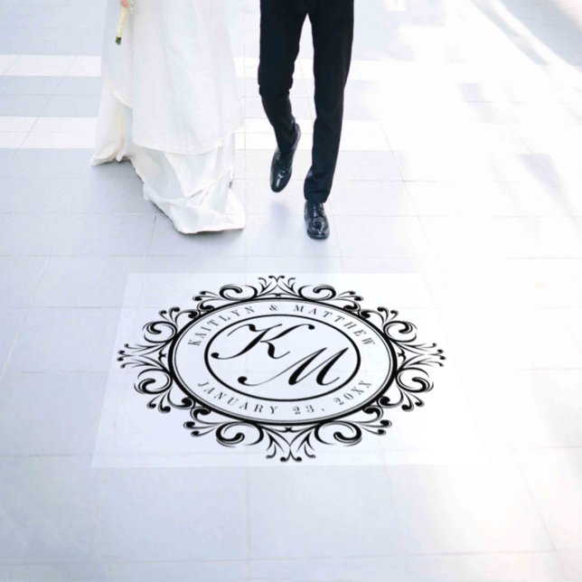 Elegant Royal Logo Wedding Floor Decal (Wedding)