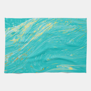 Elegant royal luxury marble gold blue design kitchen towel