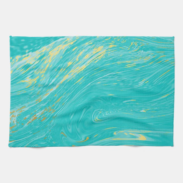Elegant royal luxury marble gold blue design kitchen towel (Horizontal)