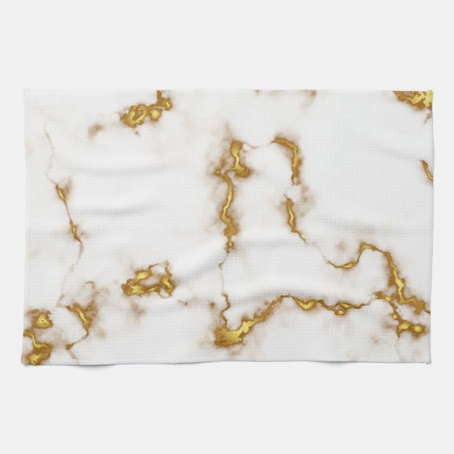 Elegant royal luxury marble gold design kitchen towel (Horizontal)