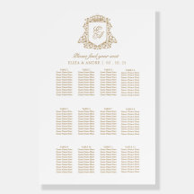 Elegant Royal Monogram Crest Wedding Seating Chart