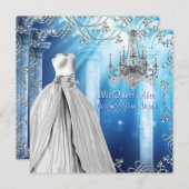 Elegant Royal Navy Blue Quinceanera Invitation (Front/Back)