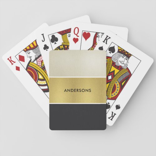 ELEGANT ROYAL PEARL SILVER GOLD BLACK STRIPS POKER CARDS