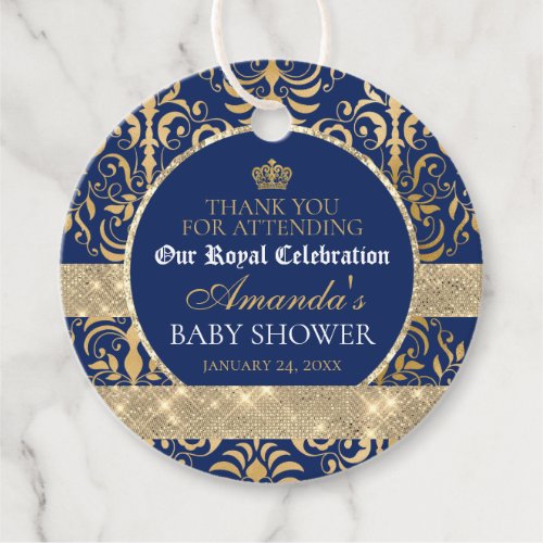 Elegant Royal Prince Baby Shower Favor Tags