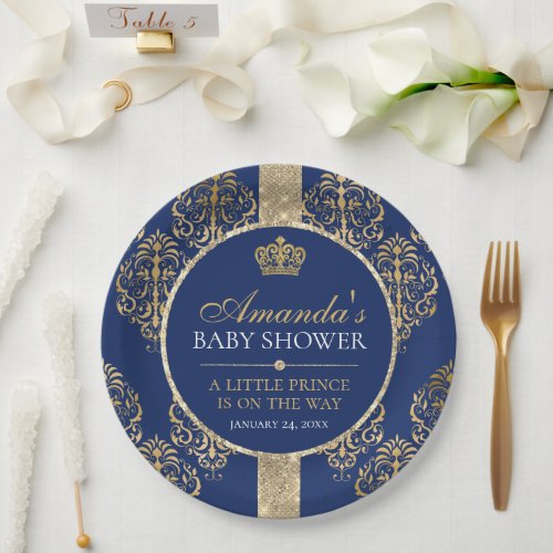 Elegant Royal Prince Baby Shower Paper Plates